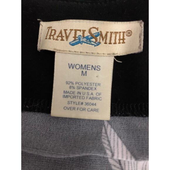 Travel Smith Low Cut V Neck Black White Y2k Dressy Floral Tunic Sz M - Picture 6 of 9